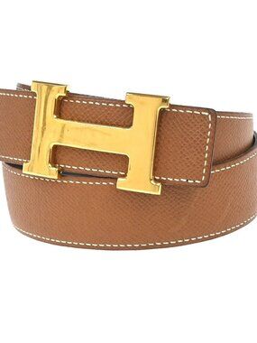 HERMES Logo Constant Reversible Buckle Belt Size 70 Leather Black BN GHW 82RL951
